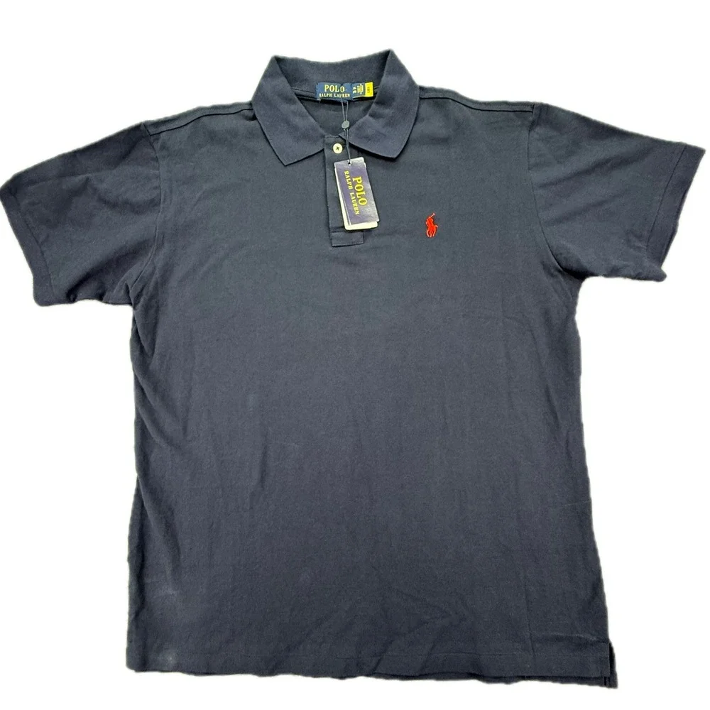 Polo Ralph Lauren Polo Mens XXL Navy Blue Custom Slim Fit Short Sleeve Pony Logo
